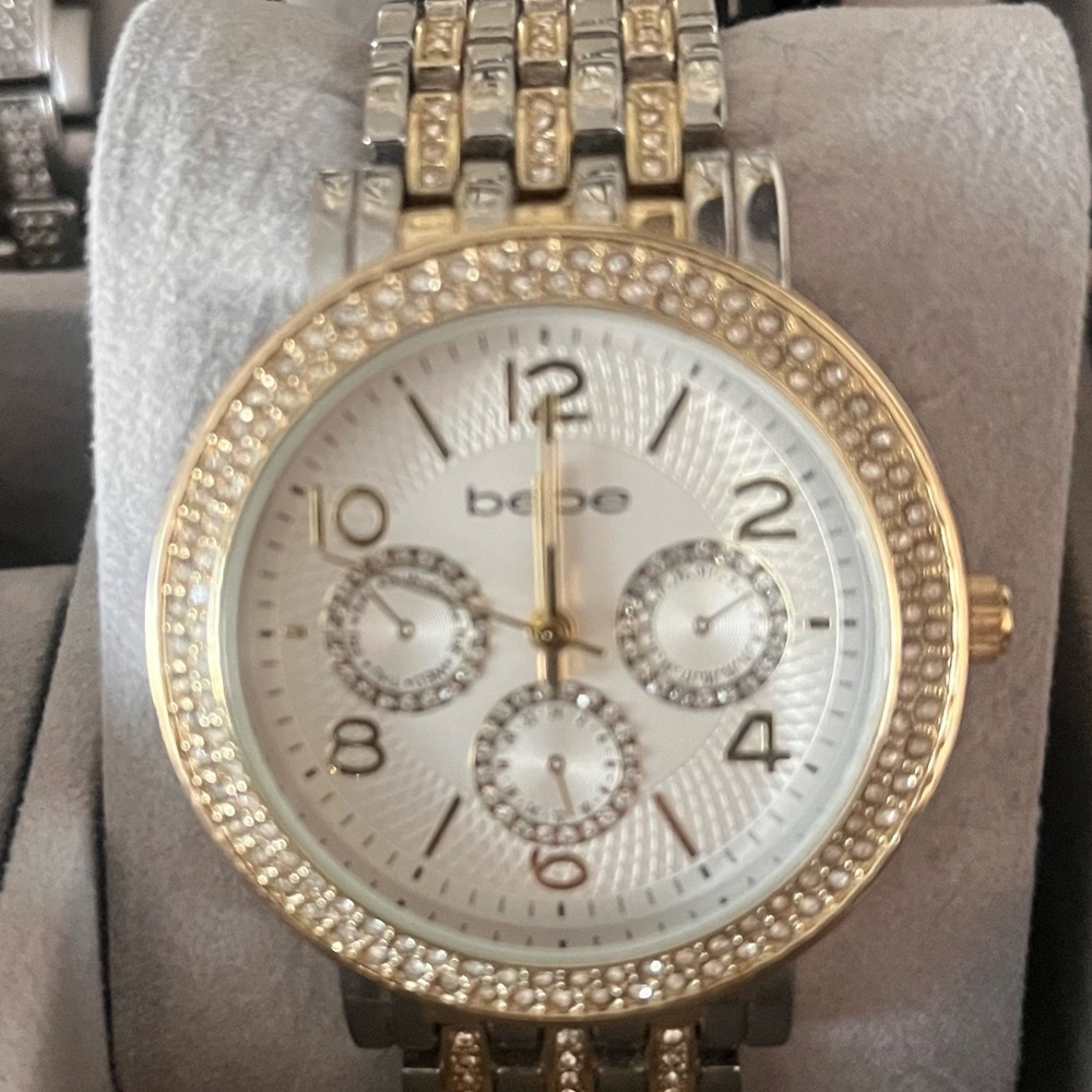Bebe Two-Tone Crystal Accent Watch